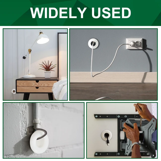 Alt view image 6 of 7 - 2 Pcs 1.20" ID Cable Pass Through Wall Port for 3 5/8"-5 1/4" Wall Thickness Wall Pass Through Grommet System Cable Pass Through Port Wall Grommets for Cables Management, White
