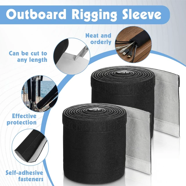 Alt view image 3 of 7 - 2 Rolls Extra Long Trolling Motor Cable Sleeve, Heavy-Duty Neoprene Outboard Motor Sleeve for Wire Protection & Management - Weatherproof Boat Rigging Cover (Black, 118 Inch/Roll)