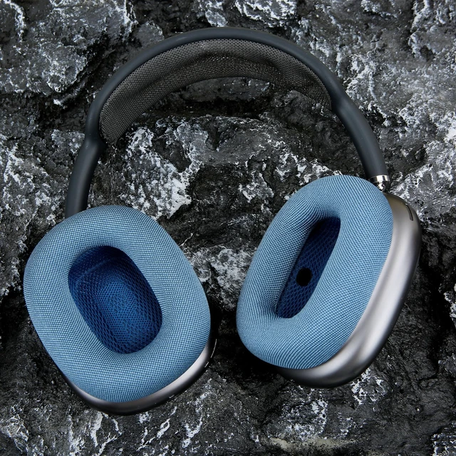 Alt view image 3 of 6 - Ear Cushions for AirPods Max Headphones Earpads Replacement Ear Pad Covers Earmuffs with Mesh Fabric, Memory Foam and Magnet (Sky Blue)