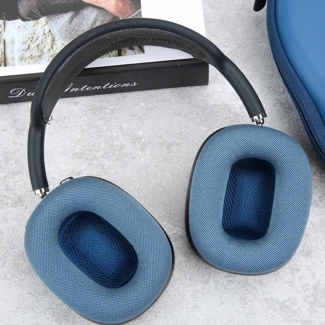 Alt view image 6 of 6 - Ear Cushions for AirPods Max Headphones Earpads Replacement Ear Pad Covers Earmuffs with Mesh Fabric, Memory Foam and Magnet (Sky Blue)