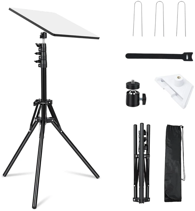 Main image of 63'' Starlink Mini Tripod Mount, with Starlink 1/4" Screw Adapter Adjustable Height Portable Reverse Foldable Light Stand, Tripod Stand with U-Shaped Ground Stakes for Outdoor & Yard