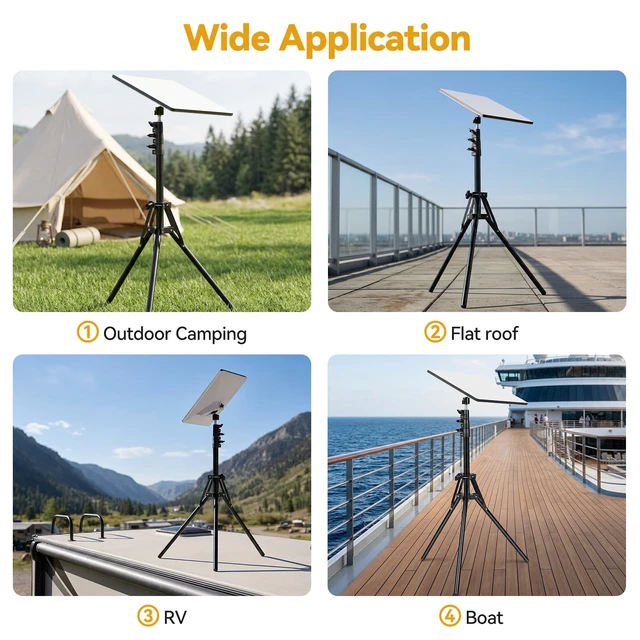 Alt view image 7 of 7 - 63'' Starlink Mini Tripod Mount, with Starlink 1/4" Screw Adapter Adjustable Height Portable Reverse Foldable Light Stand, Tripod Stand with U-Shaped Ground Stakes for Outdoor & Yard