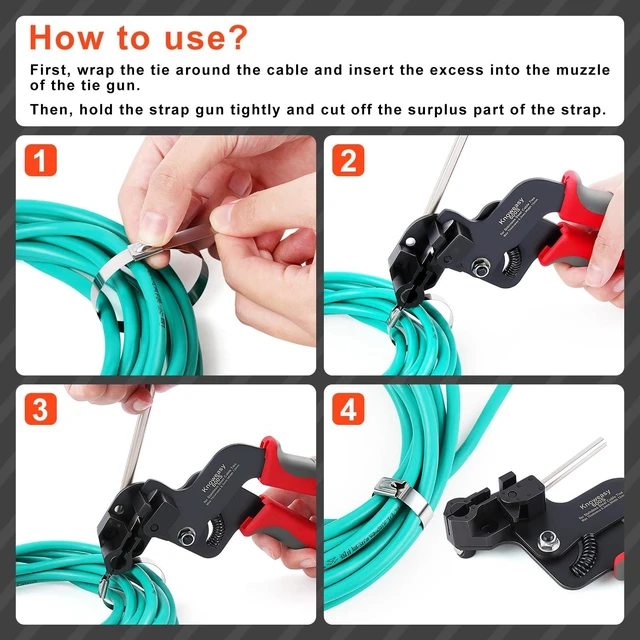 Alt view image 5 of 7 - Stainless Steel Cable Tie Gun, Flush Cut Tool, Cable Management Cable management and automotive work; Designed for accurate product selection; Practical for professional and DIY projects