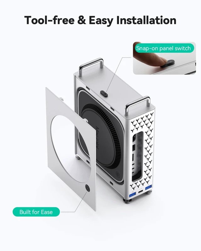 Alt view image 6 of 7 - Mac mini M4 Dock & Vertical Stand, 5 in 1 Mac mini M4 Hub with NVMe SSD Enclosure, 2xUSB-A 10Gbps, SD/TF Card Reader, up to 8TB Storage Expansion for Mac mini M4/M4 Pro
