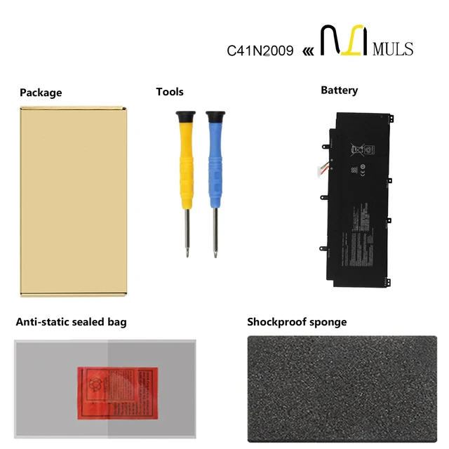 Alt view image 6 of 7 - C41N2009 Laptop Battery for Asus ROG Flow X13 GV301 GV301QC GV301QE GV301QH GV301RA GV301RC GV301RE PV301 PV301QH GV301QE-K5010T GV301RC-LJ078 Series 0B200-03850000 15.48V 62Wh with Tools