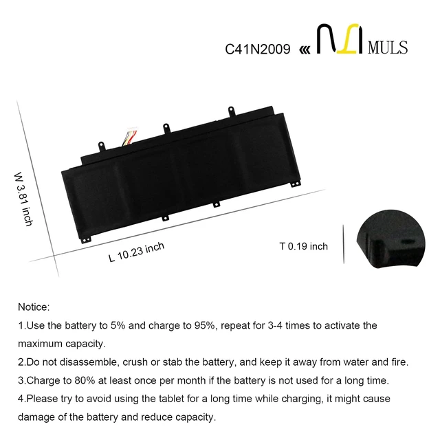 Alt view image 7 of 7 - C41N2009 Laptop Battery for Asus ROG Flow X13 GV301 GV301QC GV301QE GV301QH GV301RA GV301RC GV301RE PV301 PV301QH GV301QE-K5010T GV301RC-LJ078 Series 0B200-03850000 15.48V 62Wh with Tools