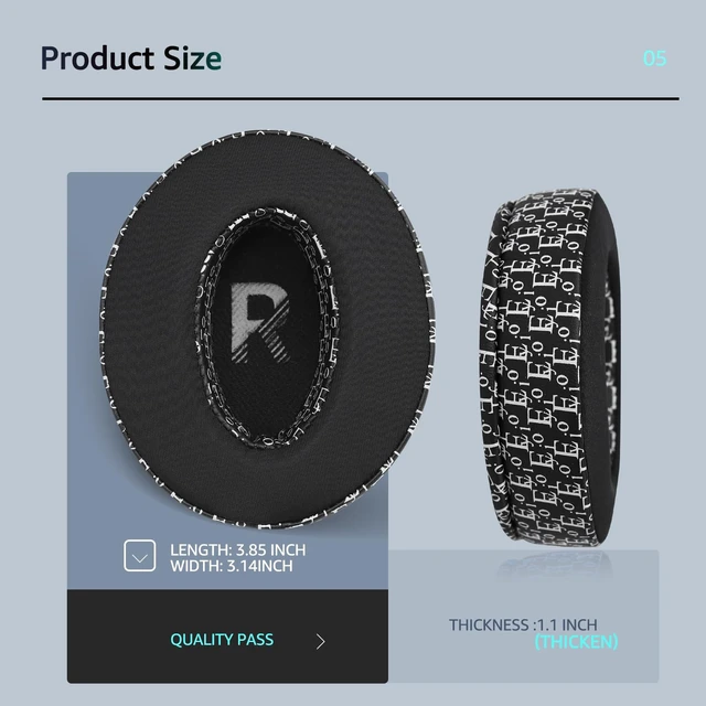 Alt view image 5 of 7 - Frozen Replacement Ear Pads for Sennheiser Headphones, Fits HD450BT / HD4.50 /HD4.50BTNC/ HD 485BT/ HD4.40BT, Made with Soft Fabric and Memory Foam