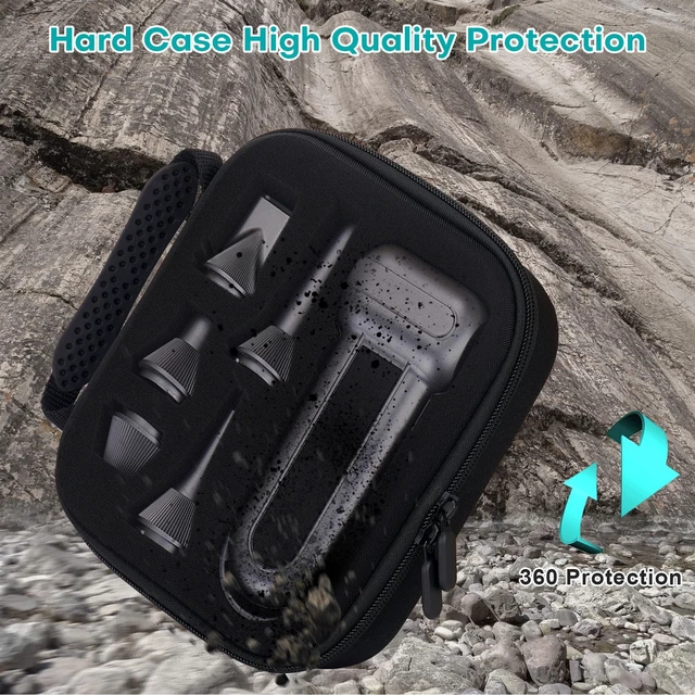 Alt view image 7 of 7 - Hard Case Compatible with WOLFBOX MF100 /MF50 /MF60 /MF70 Electric Air Duster - Custom Sponge Insert for Air Duster and 5 Nozzles (Only Case) (Black)