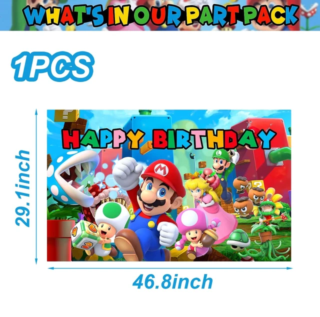 Alt view image 2 of 4 - 1Pack Mario Party Decoration Banner Photography Background for Kids Birthday Party Mario Photo Booth Props (4.16X2.3 Ft)