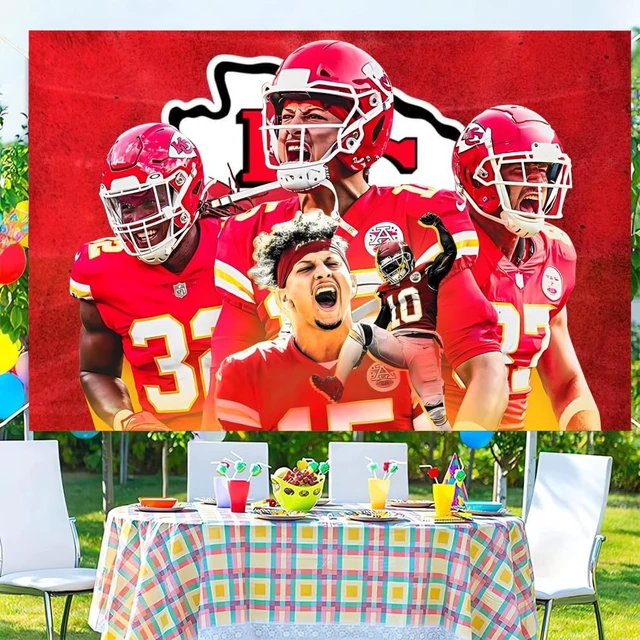 Alt view image 2 of 6 - Patrick Mahomes Birthday Party Decorations, 5x3ft Happy Birthday Back Drop Banner Theme Backdrop Banner for Football Party Decorations Indoor Outdoor