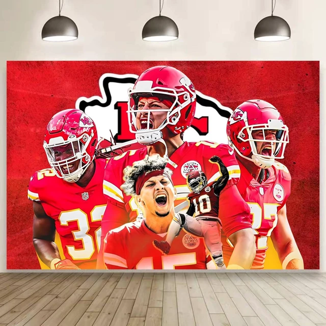 Main image of Patrick Mahomes Birthday Party Decorations, 5x3ft Happy Birthday Back Drop Banner Theme Backdrop Banner for Football Party Decorations Indoor Outdoor