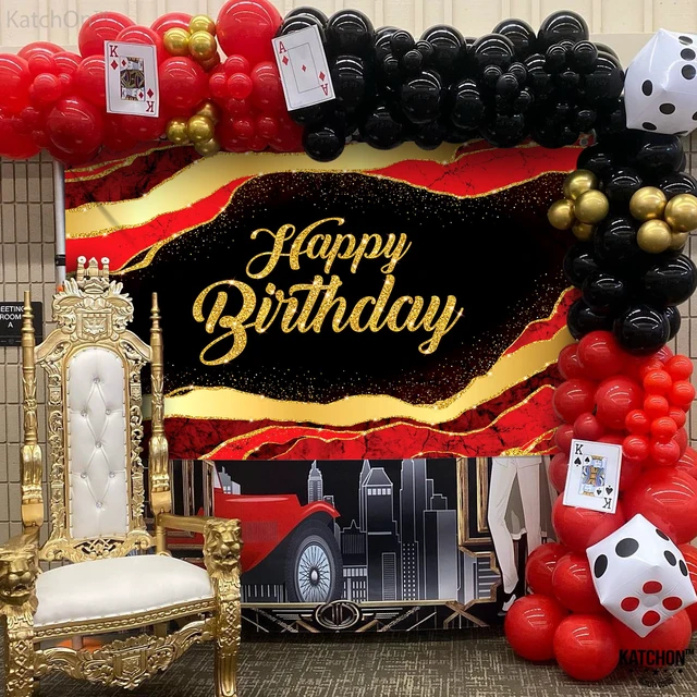 Alt view image 3 of 7 - Black and Red Happy Birthday Banner 72x44 Inch Birthday Decorations for Men, Women, Indoor, Outdoor, Red and Black Happy Birthday Decorations