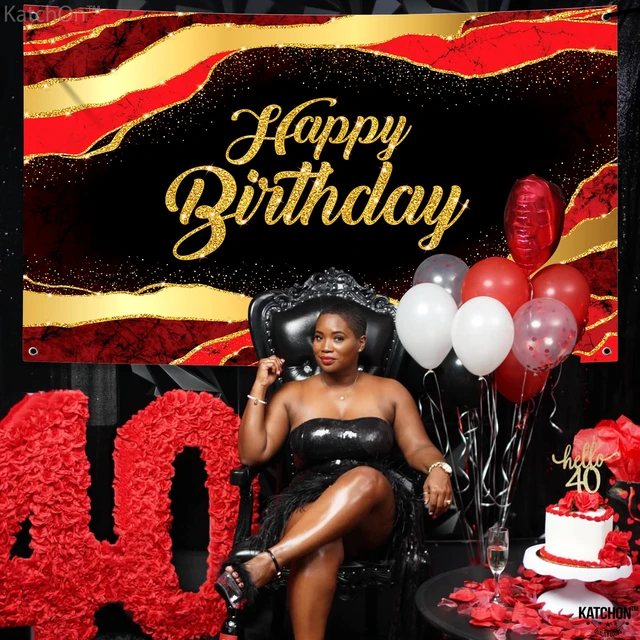 Alt view image 4 of 7 - Black and Red Happy Birthday Banner 72x44 Inch Birthday Decorations for Men, Women, Indoor, Outdoor, Red and Black Happy Birthday Decorations