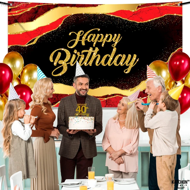 Alt view image 6 of 7 - Black and Red Happy Birthday Banner 72x44 Inch Birthday Decorations for Men, Women, Indoor, Outdoor, Red and Black Happy Birthday Decorations