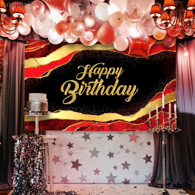 Alt view image 7 of 7 - Black and Red Happy Birthday Banner 72x44 Inch Birthday Decorations for Men, Women, Indoor, Outdoor, Red and Black Happy Birthday Decorations