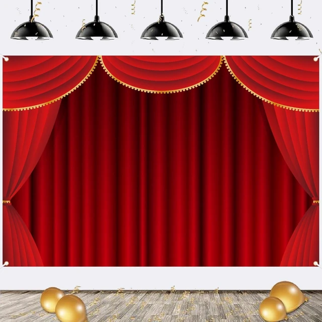 Main image of Red Curtain Theater Stage Shows Backdrop Banner Xmas Festival Celebration Party Decor VIP Magic Shows Birthday Party Adults Kids Portraits Photo Photography Prop Booth Background 70.9x47.2in