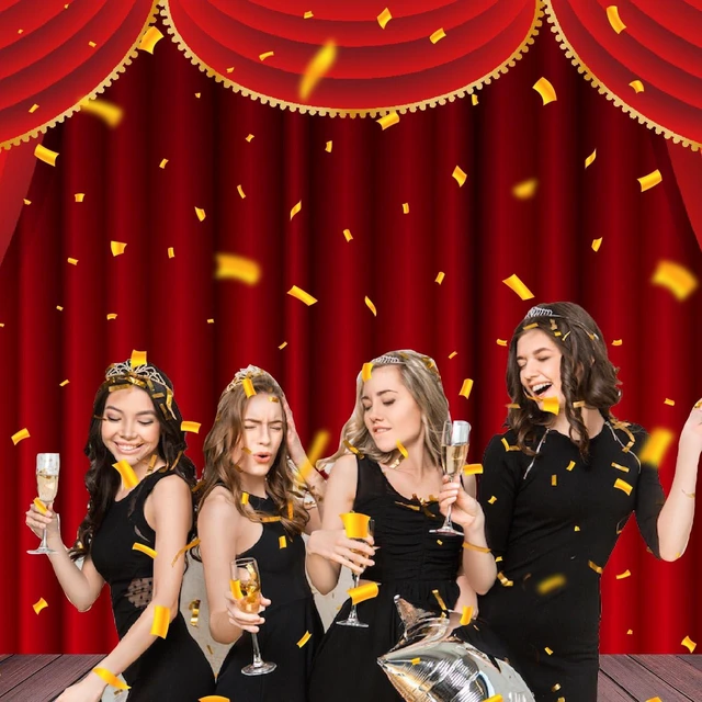 Alt view image 2 of 6 - Red Curtain Theater Stage Shows Backdrop Banner Xmas Festival Celebration Party Decor VIP Magic Shows Birthday Party Adults Kids Portraits Photo Photography Prop Booth Background 70.9x47.2in
