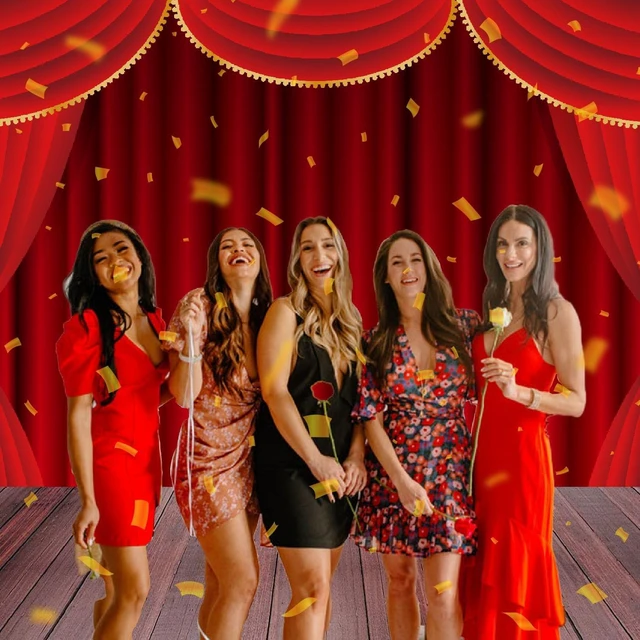 Alt view image 3 of 6 - Red Curtain Theater Stage Shows Backdrop Banner Xmas Festival Celebration Party Decor VIP Magic Shows Birthday Party Adults Kids Portraits Photo Photography Prop Booth Background 70.9x47.2in