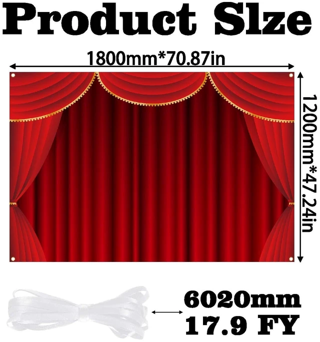 Alt view image 5 of 6 - Red Curtain Theater Stage Shows Backdrop Banner Xmas Festival Celebration Party Decor VIP Magic Shows Birthday Party Adults Kids Portraits Photo Photography Prop Booth Background 70.9x47.2in