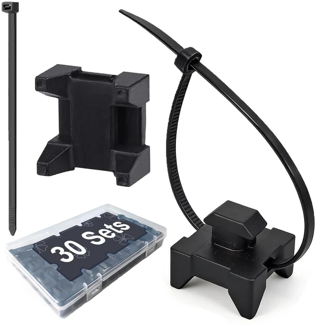 Main image of 30 Set Plastic Cable Zip Tie Mounting Blocks, Cables Base Fixture, Wire Clips, Drop-In Base Mounts for 15 or 40 Series Aluminum T-Slot