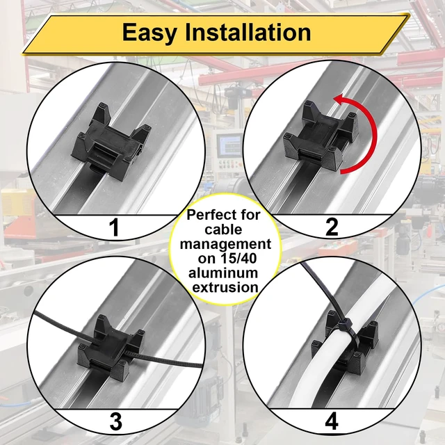 Alt view image 5 of 6 - 30 Set Plastic Cable Zip Tie Mounting Blocks, Cables Base Fixture, Wire Clips, Drop-In Base Mounts for 15 or 40 Series Aluminum T-Slot