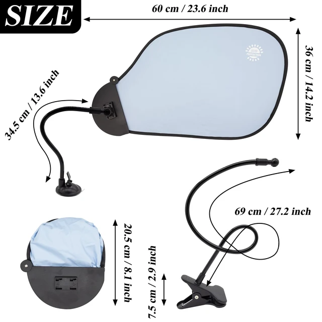 Alt view image 2 of 6 - Laptop Sun Shade for Working Outside and Adjustable Clip, Adjustable Laptop Sun Shade with Flexible Clip Stand, Heat Shield Laptop Canopy for Computers Beach Chairs and Strollers (Blue)