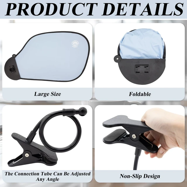 Alt view image 3 of 6 - Laptop Sun Shade for Working Outside and Adjustable Clip, Adjustable Laptop Sun Shade with Flexible Clip Stand, Heat Shield Laptop Canopy for Computers Beach Chairs and Strollers (Blue)