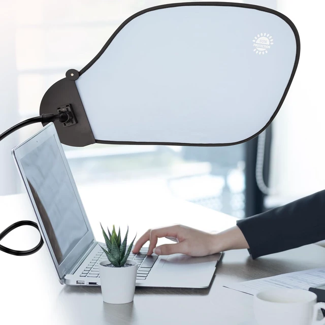 Alt view image 6 of 6 - Laptop Sun Shade for Working Outside and Adjustable Clip, Adjustable Laptop Sun Shade with Flexible Clip Stand, Heat Shield Laptop Canopy for Computers Beach Chairs and Strollers (Blue)