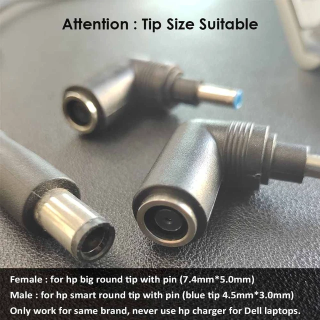 Alt view image 3 of 3 - DC Tip Converter Adapter for Hp Female 7.4mm to 4.5mm Smart Blue tip for Hp Stream Spectre Pavilion Envy Elitebook Split Chromebook Suit for 120W max(5 Pcak)