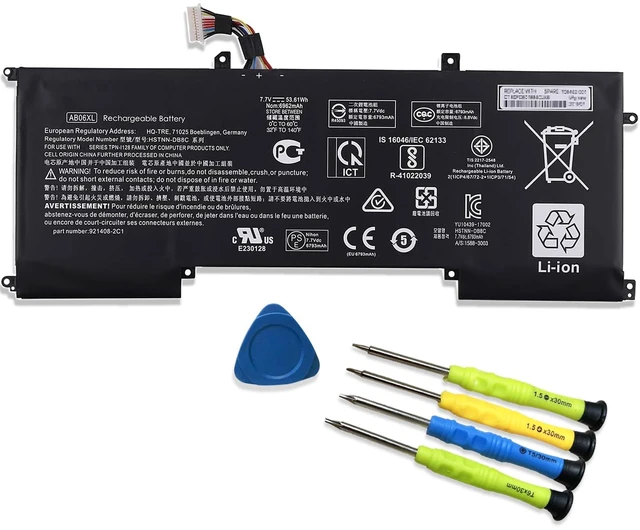 Main image of AB06XL Laptop Battery Replacement for HP Envy 13 2017 13-AD019TU 2EX75PA 2EX78PA 2EX80PA 2EX85PA 2EX88PA Series Notebook HSTNN-DB8C 921408-2C1 921438-855 TPN-I128 ABO6XL 7.7V 53.61Wh 6962mAh