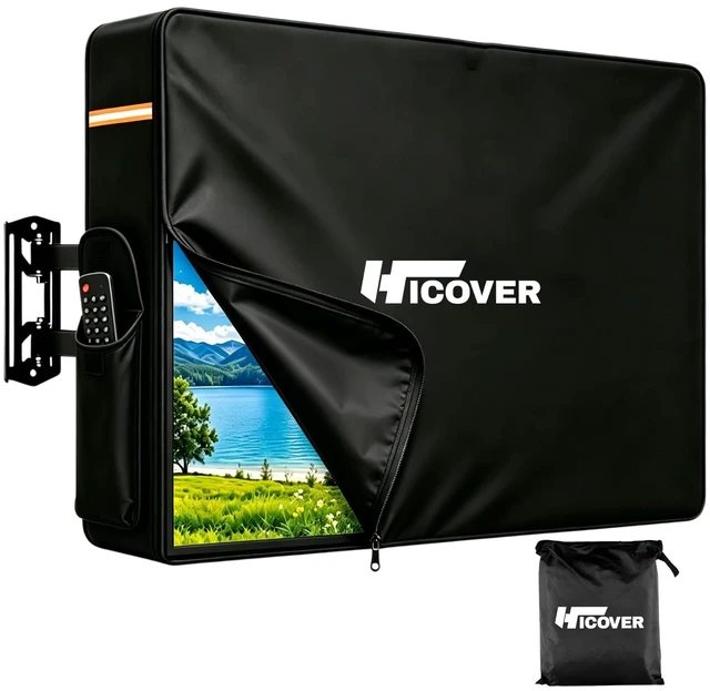 Main image of Outdoor Waterproof TV Cover 1200D Oxford,For Outside Screen 60-65 inch TV Rollable front with zippers outdoor TV Weatherproof cover with Remote Pocket,designed for outdoor use TV cover
