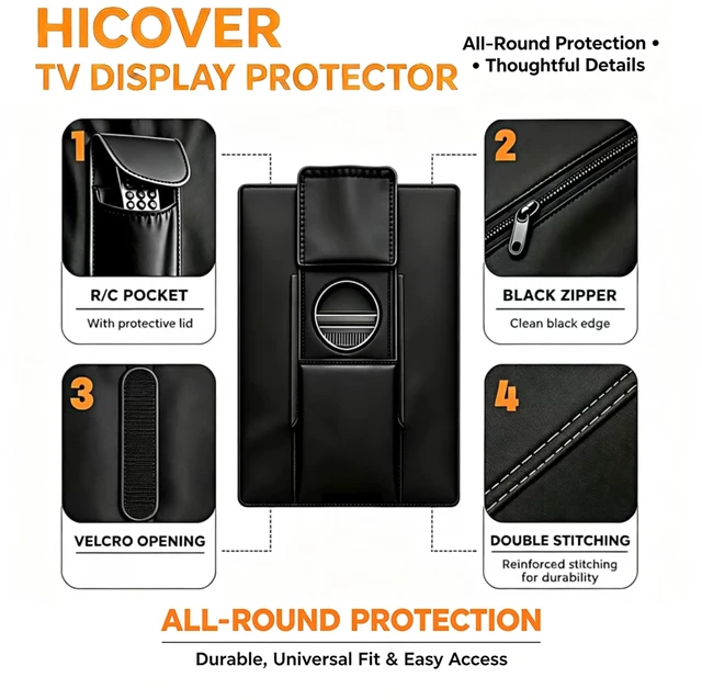 Alt view image 5 of 7 - Outdoor Waterproof TV Cover 1200D Oxford,For Outside Screen 60-65 inch TV Rollable front with zippers outdoor TV Weatherproof cover with Remote Pocket,designed for outdoor use TV cover
