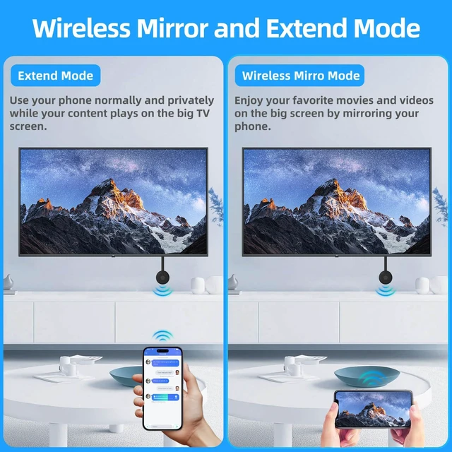 Alt view image 4 of 7 - 4K Wireless Display Adapter for TV, 5Ghz WiFi Miracast Dongle for Video and Audio Streaming from Laptops, Tablets, TVs/Projectors/Monitors, No Need for APP and Compatible with Android, iOS, Windows