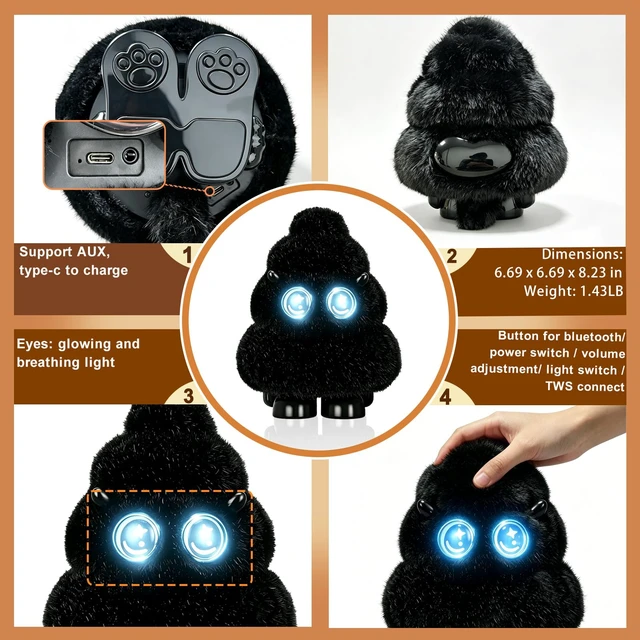 Alt view image 7 of 7 - Christmas Tree Plush Bluetooth Speaker With LED,15W Speaker with Deep Bass Up to 10H Playtime with TWS Pairing, Gift for Valentine's Day, Teacher's Day, Christmas, Birthday