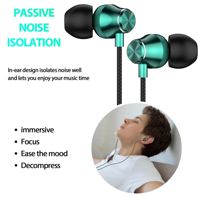 Alt view image 3 of 7 - Wired Earbuds 3.5mm Jack with Mic for Laptop PC Chromebook, Green Wired Headphones Plug in Corded Earphones Wired for Samsung Galaxy A25 A15 A32 A52 A03s for Surface/Fire School Travel
