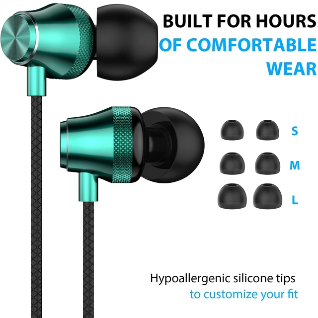 Alt view image 4 of 7 - Wired Earbuds 3.5mm Jack with Mic for Laptop PC Chromebook, Green Wired Headphones Plug in Corded Earphones Wired for Samsung Galaxy A25 A15 A32 A52 A03s for Surface/Fire School Travel