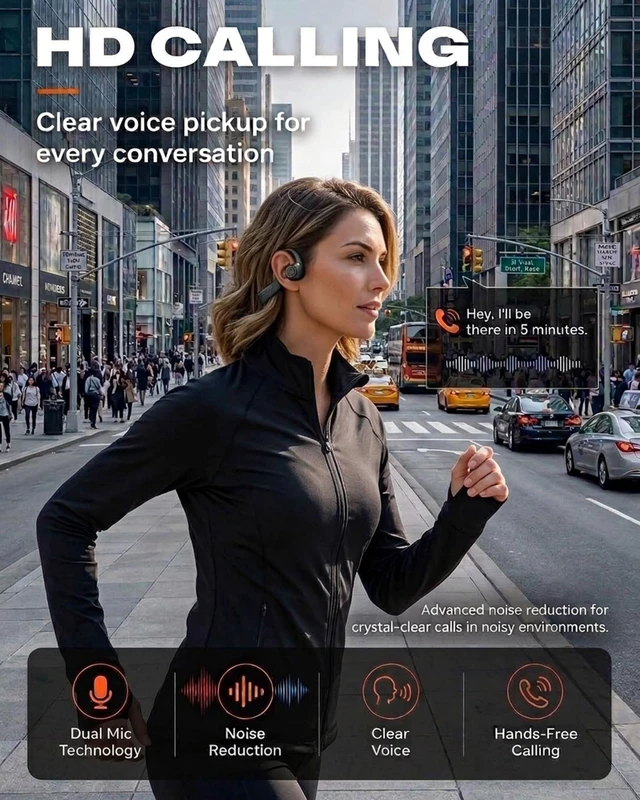 Alt view image 6 of 7 - E12 Open-Ear Smart Headphones with Camera AI Translation Earbuds Bluetooth Built-In 8MP HD Camera, Smart Translation Headphones, AI Assistance, Open-Ear Design, Bluetooth Wireless Earbuds, ENC, IP54