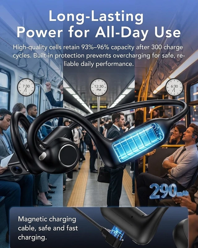 Alt view image 7 of 7 - E12 Open-Ear Smart Headphones with Camera AI Translation Earbuds Bluetooth Built-In 8MP HD Camera, Smart Translation Headphones, AI Assistance, Open-Ear Design, Bluetooth Wireless Earbuds, ENC, IP54