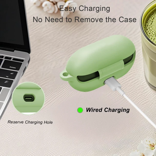 Alt view image 6 of 7 - Protective Case for Beats Solo Buds Case Cover,Cute Cherry Charm Heart Keychain, Soft Silicone Daisy Key Chains Accessories for New Beats Solo Charging Case Earbuds for Women Men Cactus Green