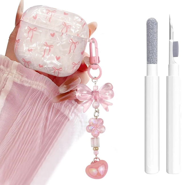 Main image of for Airpods 4 Case Clear,Cute Shell Girly Bow Tie Kawaii Heart Protective Soft TP for Airpods 4th Generation Case Cover with Bowknot Flower Heart Keychain&Cleaning Pen Women Girls
