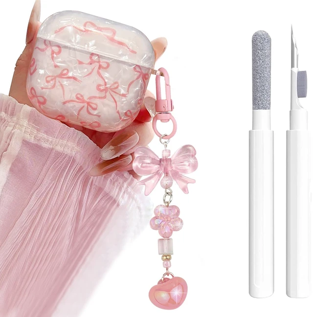 Main image of for Airpods 4 Case Clear,Cute Shell Girly Bow Tie Kawaii Ribbon Protective Soft TP for Airpods 4th Generation Case Cover with Bowknot Flower Heart Keychain&Cleaning Pen Women Girls