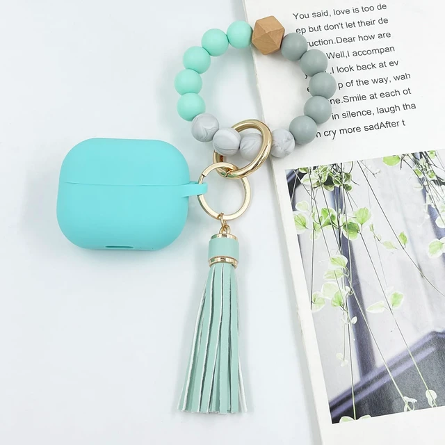 Alt view image 2 of 7 - Compatible with Samsung Galaxy Buds 3 Case, Silicone Protective Cover for Galaxy Buds 3 Pro With Bracelet Keychain (Mint Green)