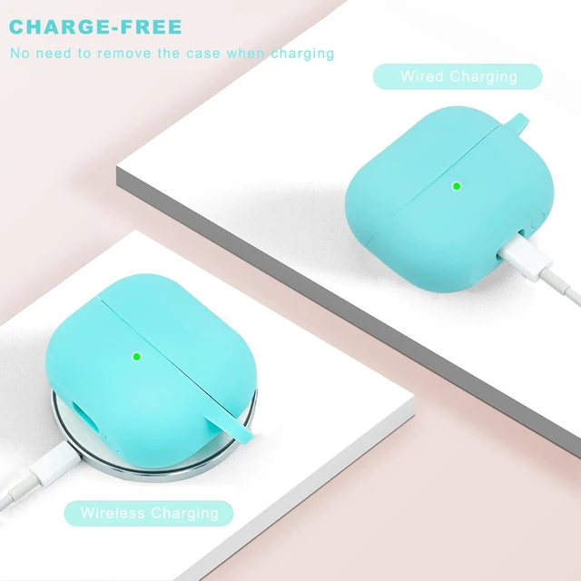 Alt view image 5 of 7 - Compatible with Samsung Galaxy Buds 3 Case, Silicone Protective Cover for Galaxy Buds 3 Pro With Bracelet Keychain (Mint Green)