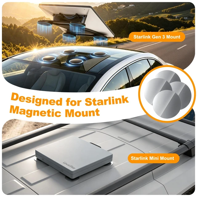 Alt view image 3 of 7 - 4Pcs Magnetic Mount Plates for Starlink Mini/Gen 3, Adhesive Metal Plate Magnetic Pads for Car Truck RV SUV Aluminum/Glass Cab Roof, Starlink Mounting Accessory for Satellite Dish Magnetic Car Mount