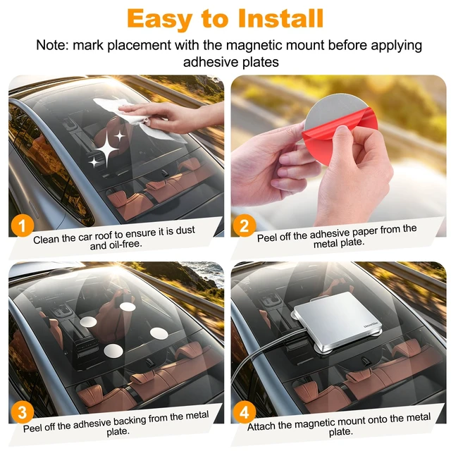 Alt view image 6 of 7 - 4Pcs Magnetic Mount Plates for Starlink Mini/Gen 3, Adhesive Metal Plate Magnetic Pads for Car Truck RV SUV Aluminum/Glass Cab Roof, Starlink Mounting Accessory for Satellite Dish Magnetic Car Mount