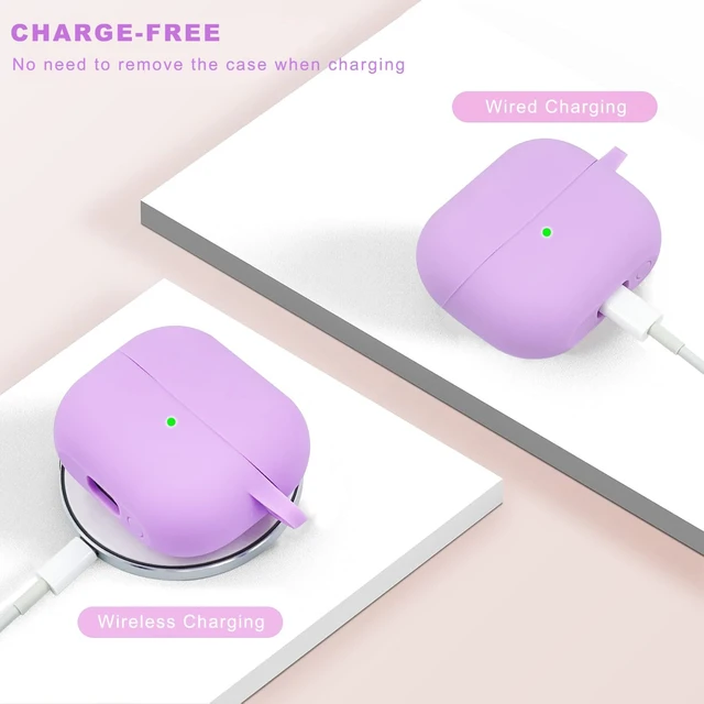 Alt view image 4 of 7 - Compatible with Samsung Galaxy Buds 3 Case, Silicone Protective Cover for Galaxy Buds 3 Pro With Bracelet Keychain (Light Purple)