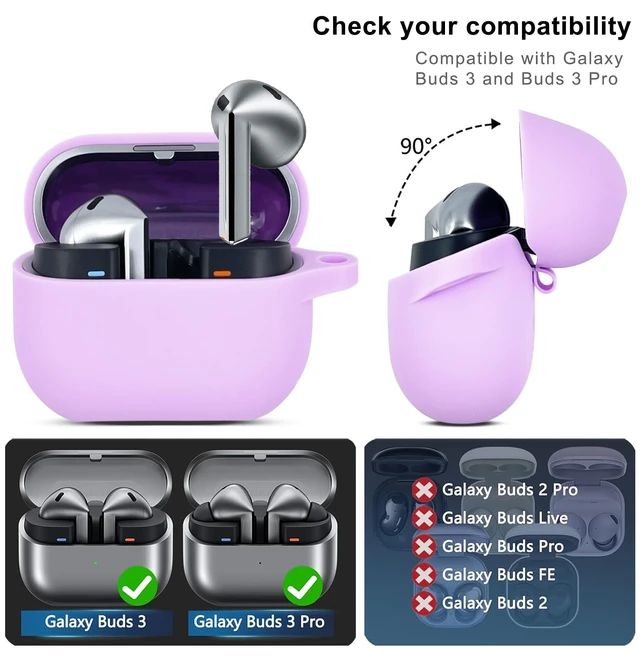Alt view image 3 of 7 - Compatible with Samsung Galaxy Buds 3 Case, Silicone Protective Cover for Galaxy Buds 3 Pro With Bracelet Keychain (Light Purple)