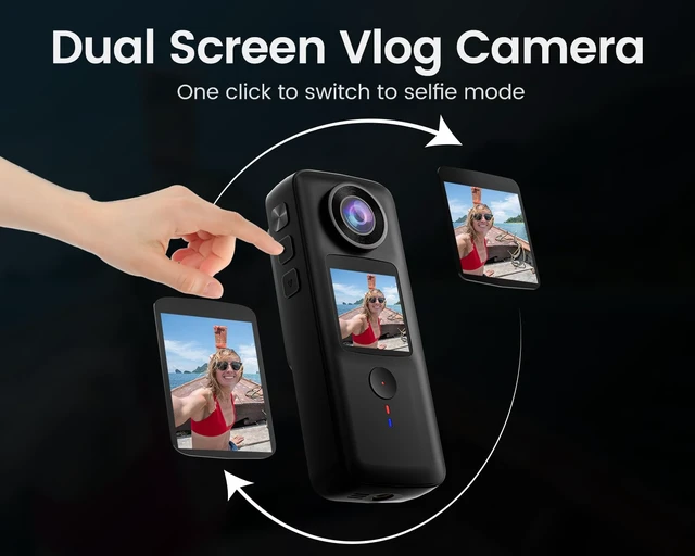 Alt view image 2 of 6 - 4K/60FPS Touchscreen Action Camera 131FT WaterproofCamera with 64GB SD Card 48MP HD Camera Long Battery Life 1800mAh Batteries Portable VloggingCamera with Helmet Accessories Kit