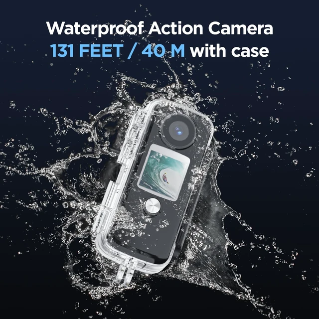 Alt view image 4 of 6 - 4K/60FPS Touchscreen Action Camera 131FT WaterproofCamera with 64GB SD Card 48MP HD Camera Long Battery Life 1800mAh Batteries Portable VloggingCamera with Helmet Accessories Kit