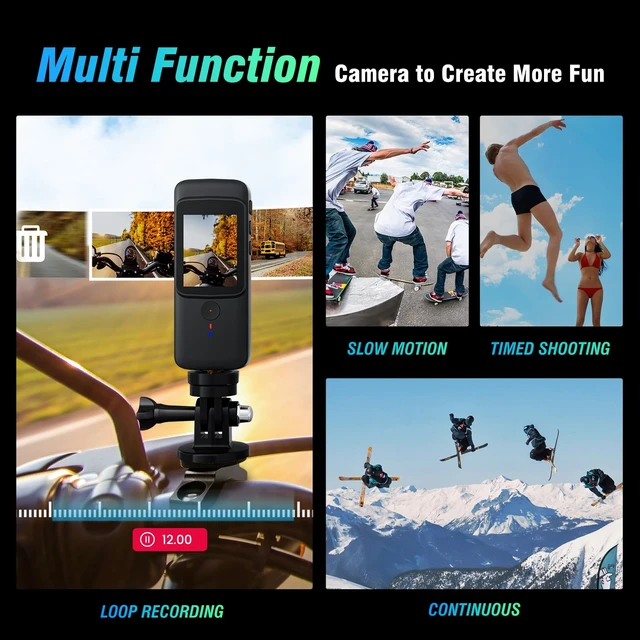 Alt view image 6 of 6 - 4K/60FPS Touchscreen Action Camera 131FT WaterproofCamera with 64GB SD Card 48MP HD Camera Long Battery Life 1800mAh Batteries Portable VloggingCamera with Helmet Accessories Kit